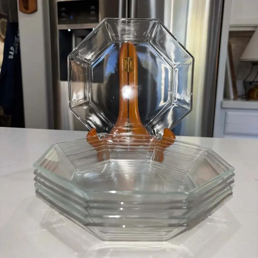 Vintage Arcoroc Octime Octagonal Clear Glass Soup Bowls 7.5” (6)